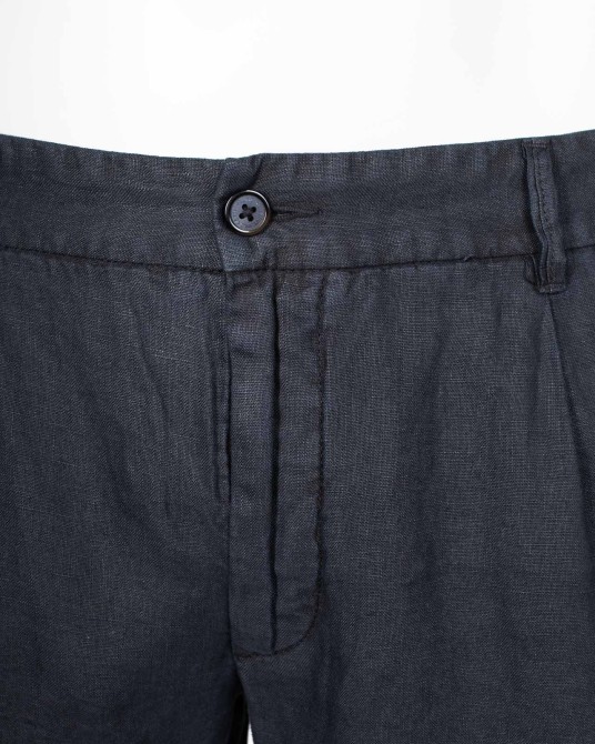 Short chino en lin grande taille bleu marine