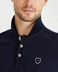 Polo manches longues piqué grande taille bleu indigo