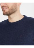 Pull col rond en laine et coton grande taille bleu indigo