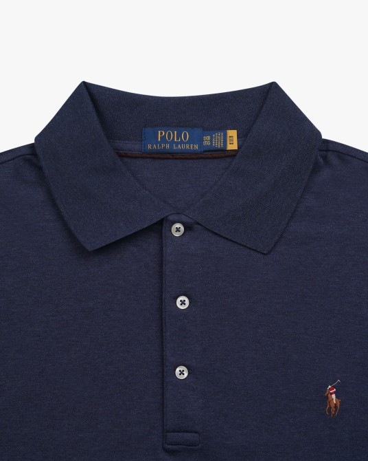 Polo manches longues interlock grande taille bleu marine