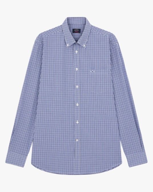 Chemise popeline à carreaux grande taille bleu