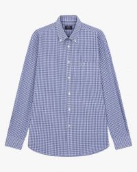 Chemise popeline à carreaux grande taille bleu