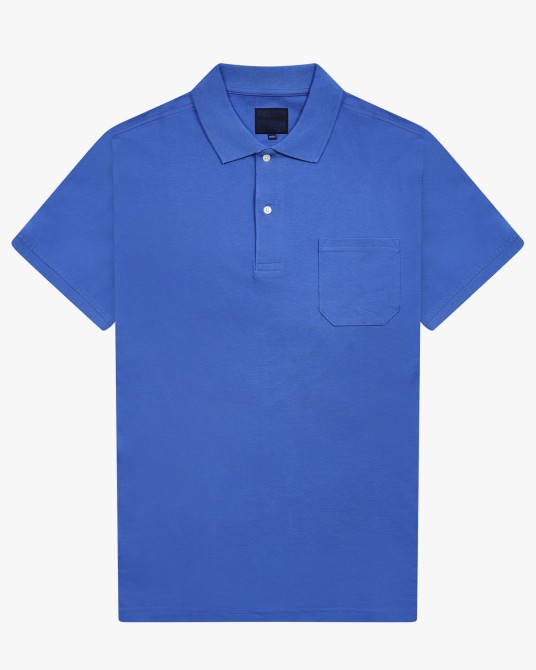 Polo piqué avec poche grande taille bleu