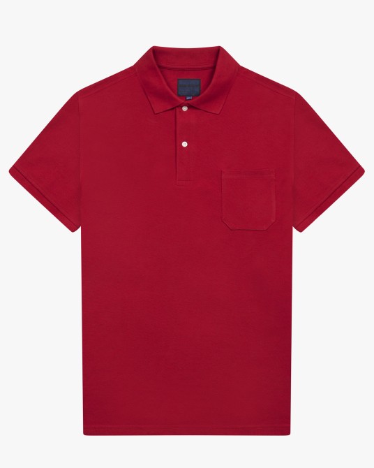 Polo piqué avec poche grande taille rouge