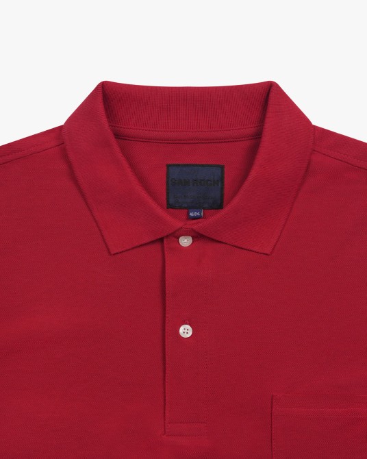 Polo piqué avec poche grande taille rouge