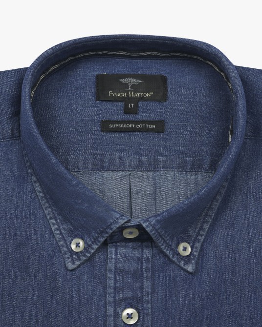 Chemise en jean manches extra-longues 72 cm bleu indigo