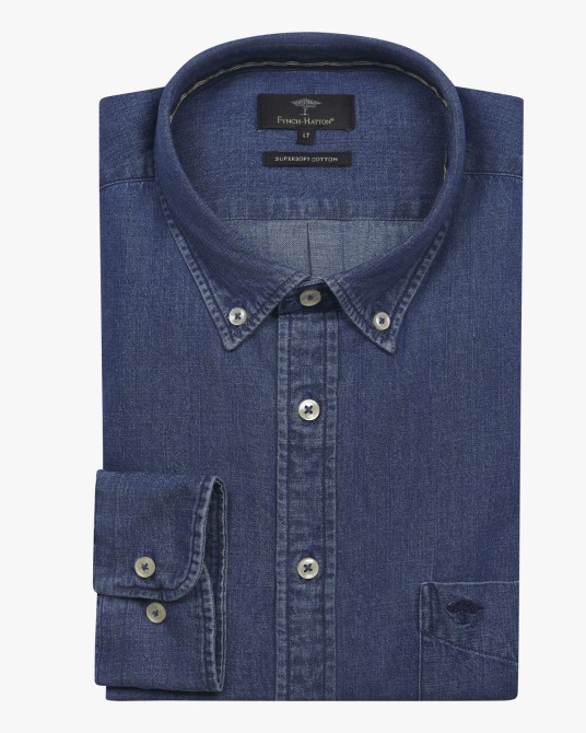 Chemise en jean manches extra-longues 72 cm bleu indigo