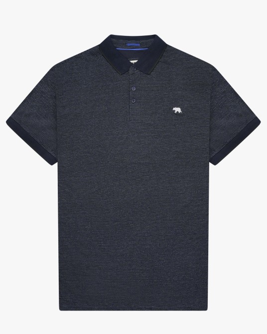 Polo micro motif grande taille bleu