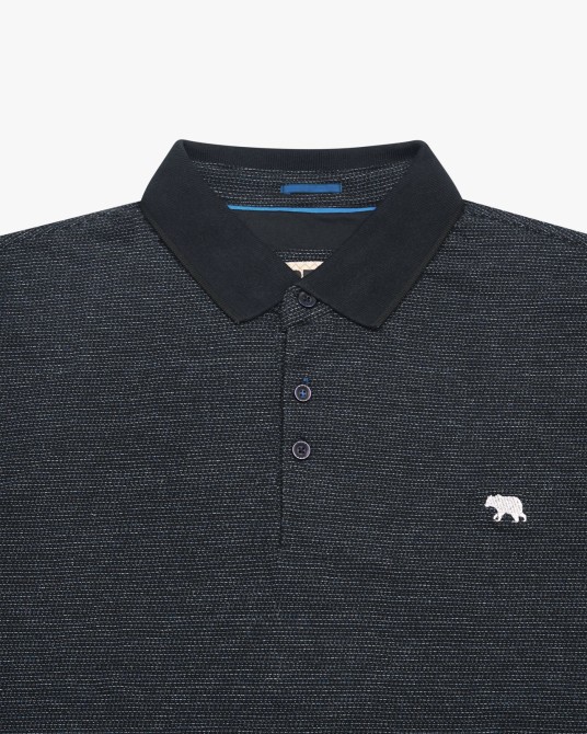 Polo micro motif grande taille bleu