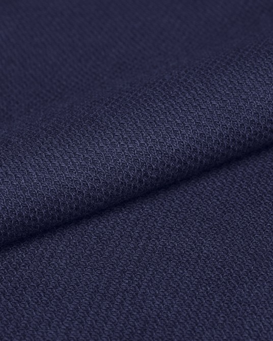 Polo manches longues nid d'abeille grande taille bleu marine