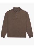 Polo manches longues nid d'abeille grande taille camel