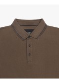 Polo manches longues nid d'abeille grande taille camel