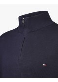 Pull col camionneur en coton cachemire grande taille bleu marine