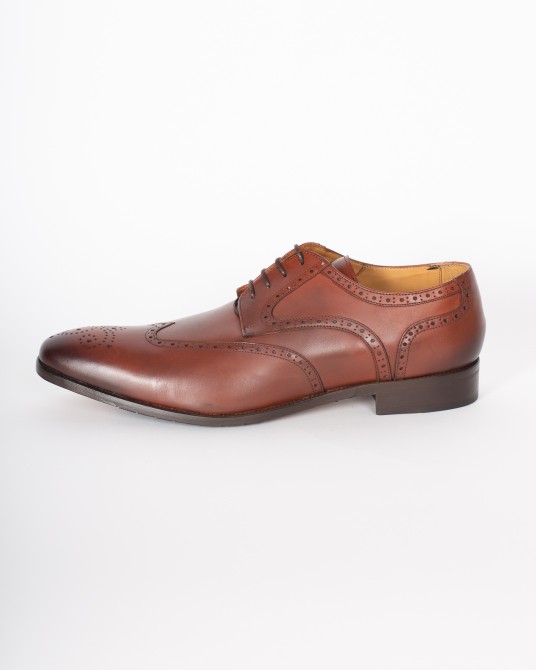 Chaussures derby spéciales pieds larges grande taille cognac