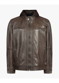 Blouson en cuir grande taille marron