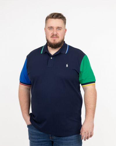 Polo piqué multicolore grande taille bleu marine