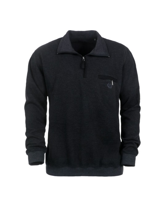 Sweat zippé anthracite : grande taille jusqu'au 7XL