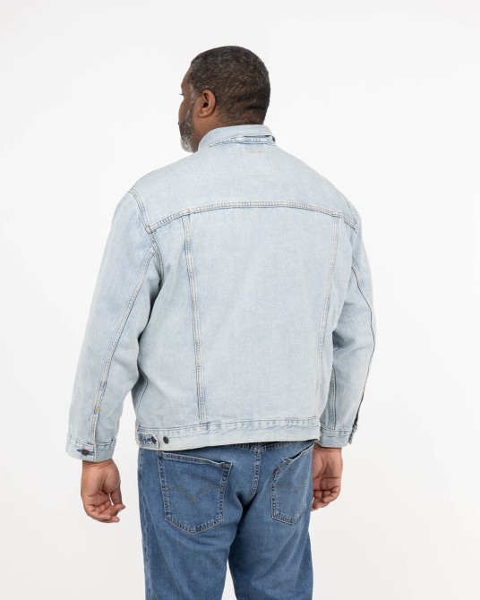 Veste en jean grande taille bleu délavé