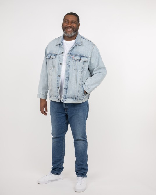 Veste en jean grande taille bleu délavé