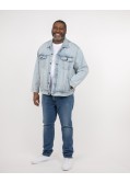 Veste en jean grande taille bleu délavé