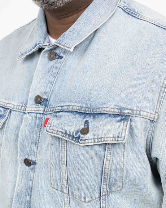 Veste en jean grande taille bleu délavé