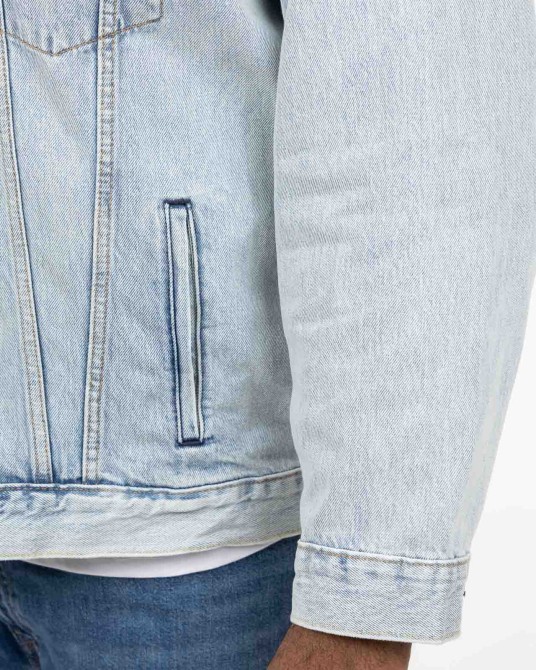 Veste en jean grande taille bleu délavé