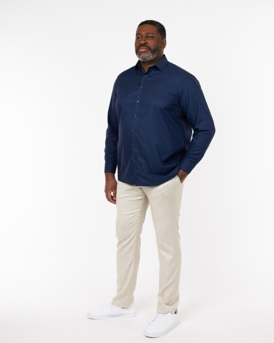 Chemise piqué non iron grande taille bleu marine