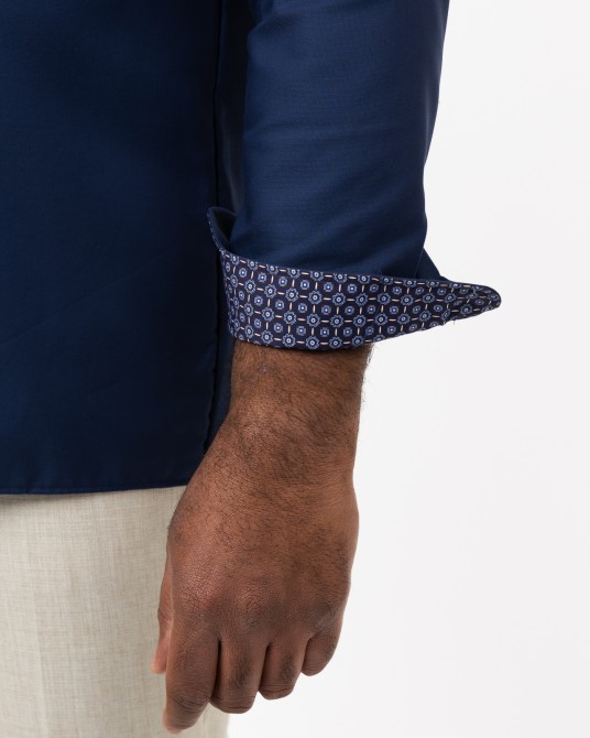 Chemise piqué non iron grande taille bleu marine