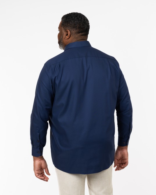 Chemise piqué non iron grande taille bleu marine