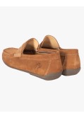 Mocassin en daim bimatière grande taille camel