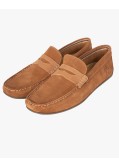 Mocassin en daim bimatière grande taille camel