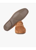 Mocassin en daim bimatière grande taille camel