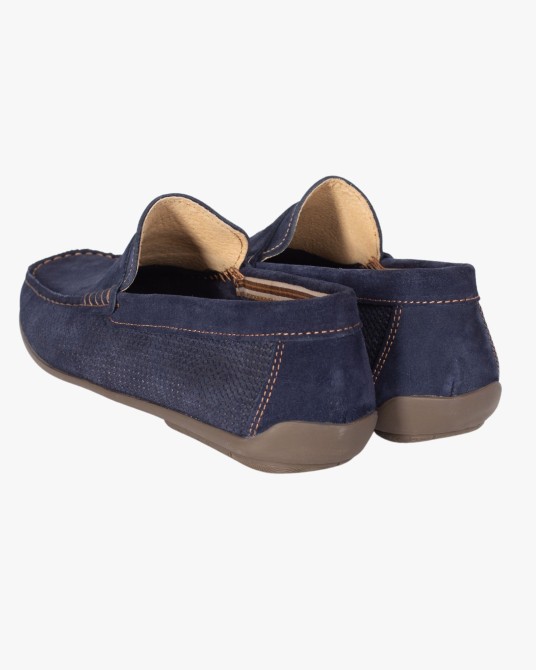 Mocassins en daim grande taille bleu marine