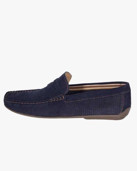 Mocassins en daim grande taille bleu marine