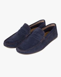 Mocassins en daim grande taille bleu marine