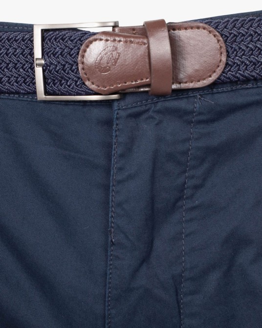 Short chino grande taille avec ceinture bleu marine