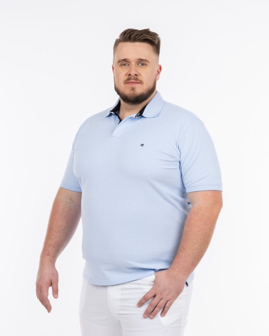 Polo piqué stretch grande taille bleu ciel