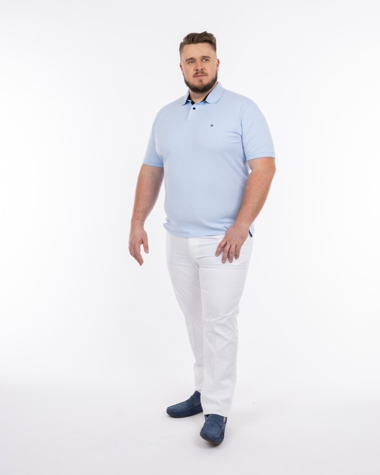 Polo piqué stretch grande taille bleu ciel