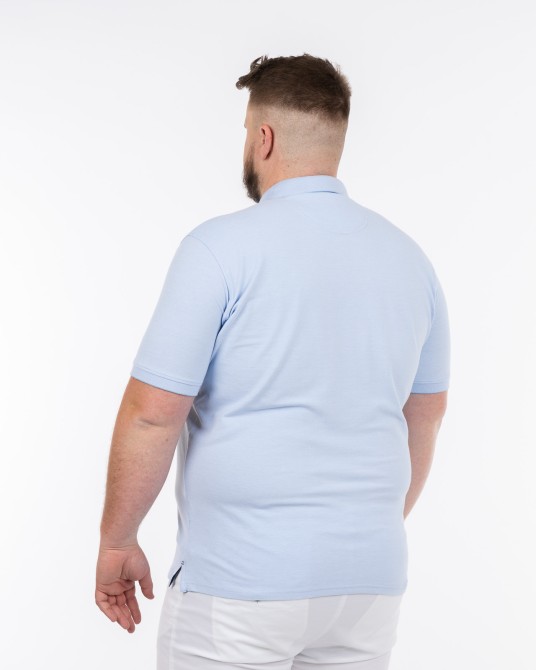 Polo piqué stretch grande taille bleu ciel