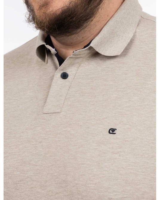 Polo piqué stretch grande taille beige