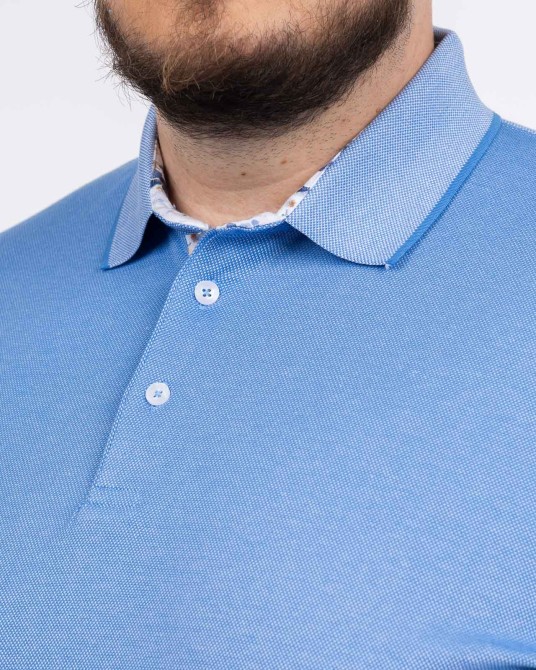 Polo piqué mercerisé grande taille bleu clair