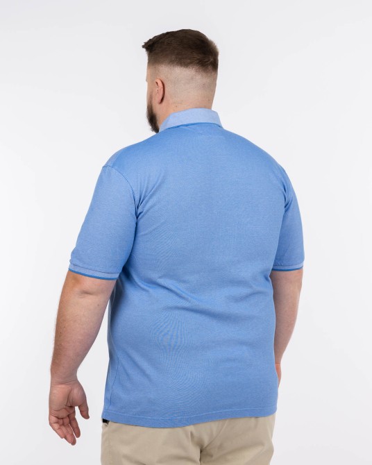 Polo piqué mercerisé grande taille bleu clair