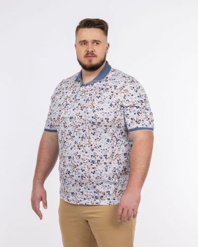 Polo piqué fleuri grande taille beige