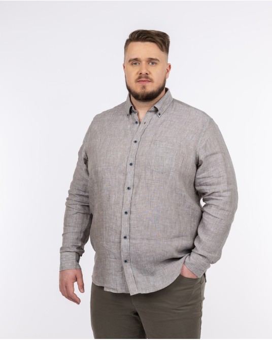 Chemise en lin grande taille beige