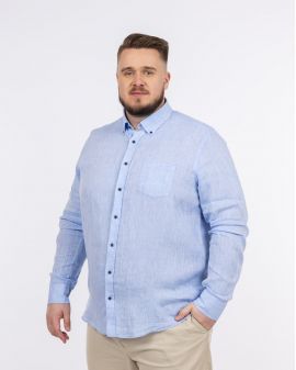 Chemise en lin grande taille bleu ciel