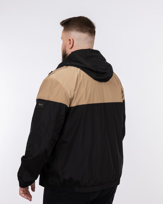 Blouson à capuche bicolore grande taille noir