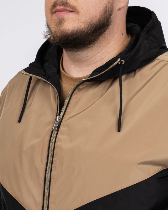 Blouson à capuche bicolore grande taille noir