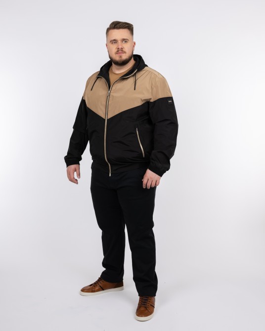 Blouson à capuche bicolore grande taille noir