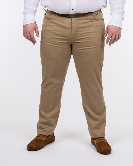 Pantalon chino twill grande taille beige Size factory