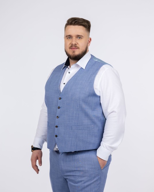 Gilet de costume grande taille bleu ciel